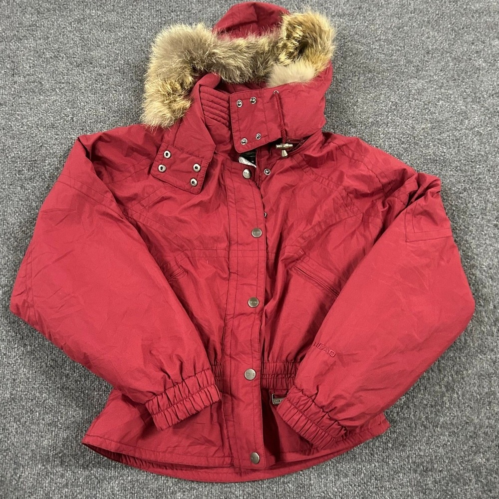 Head Ski Jacket Womens Size L Red Coyote Fur Hood Insulated Winter Coat HD2301G